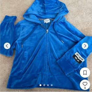 Juicy Couture Royal Blue Velvet Zip-up Hoodie | Size L
